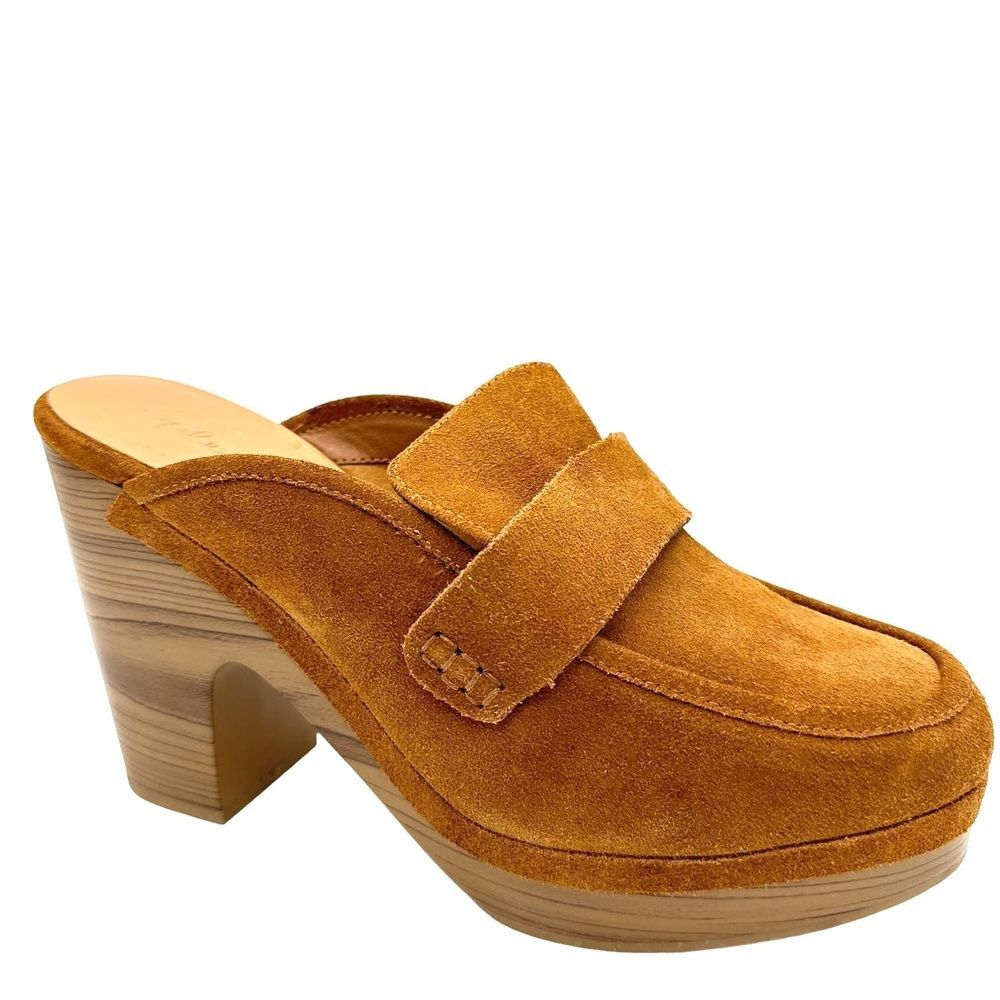 Splendid Platform Clogs Mules 10 Slide Chunky 70s Retro Boho Festival Brown Vina - Picture 1 of 9